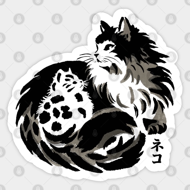 Sumi-e Cats Sticker by FanFreak